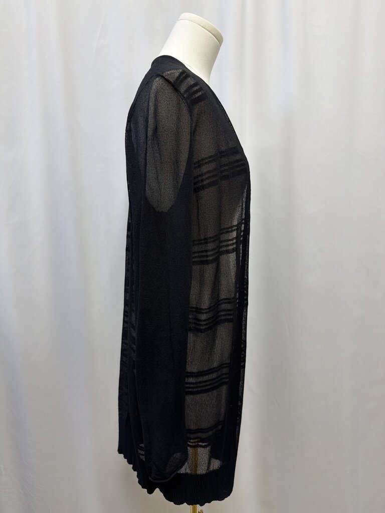 Eileen Fisher Black Knit Sheer Open Cardigan