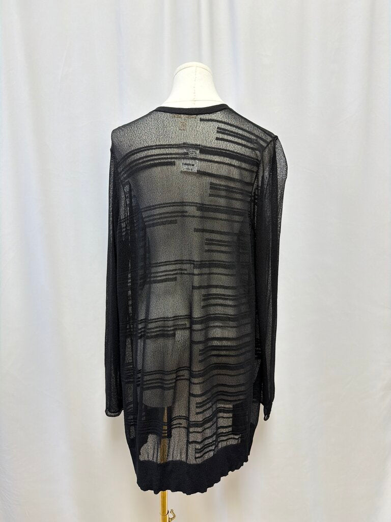 Eileen Fisher Black Knit Sheer Open Cardigan
