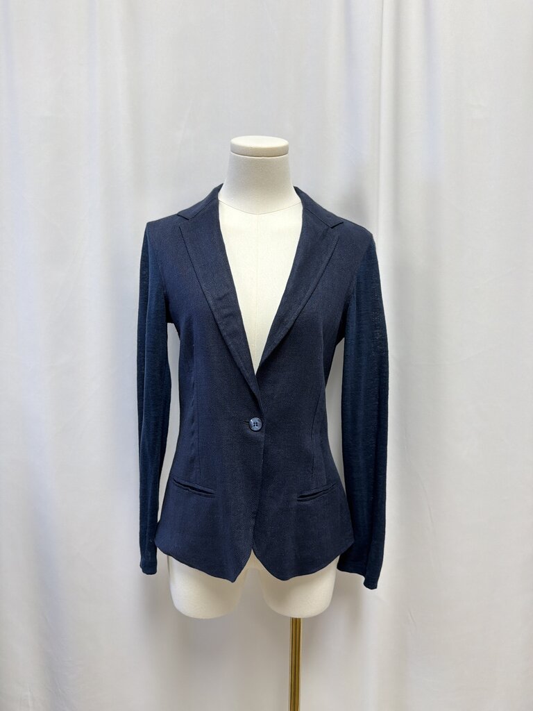 100% Capri Blue Linen Harringbone Blazer