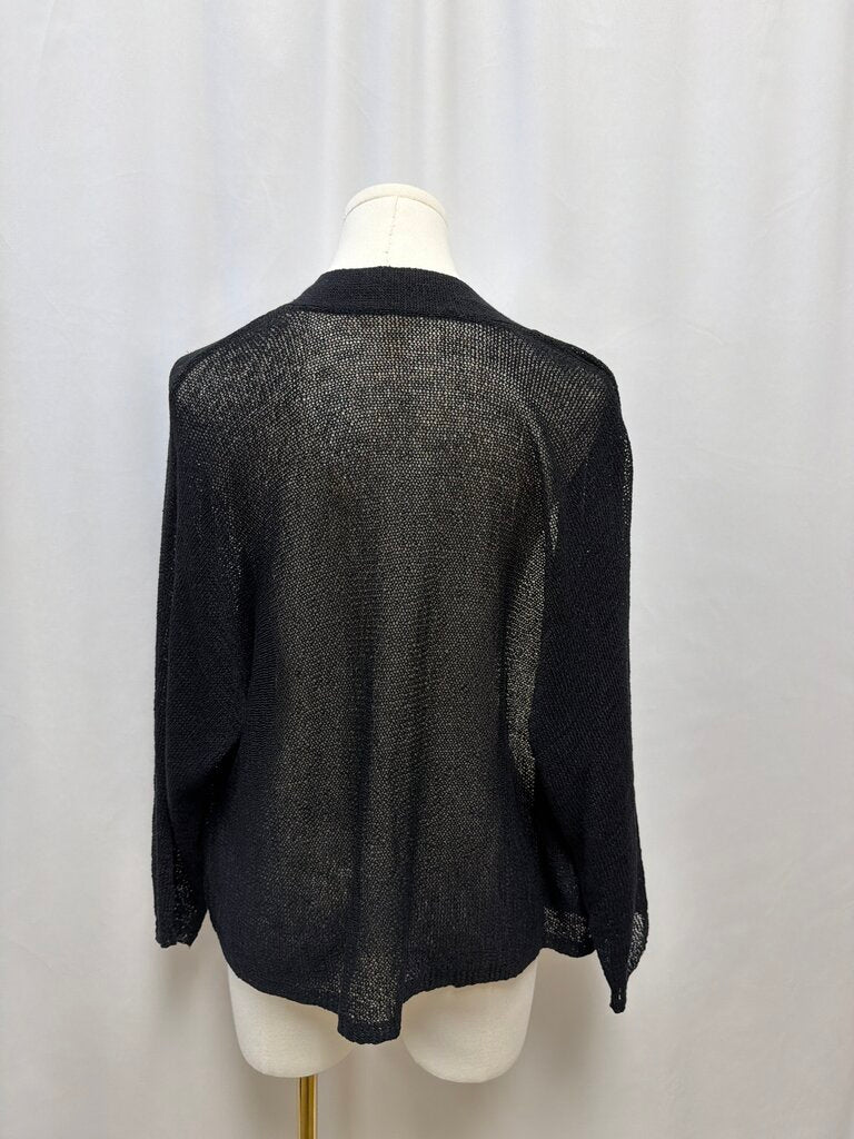 Eileen Fisher Black Knit Open Cardigan