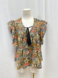 bishop + young Grey Floral Ruffle Top