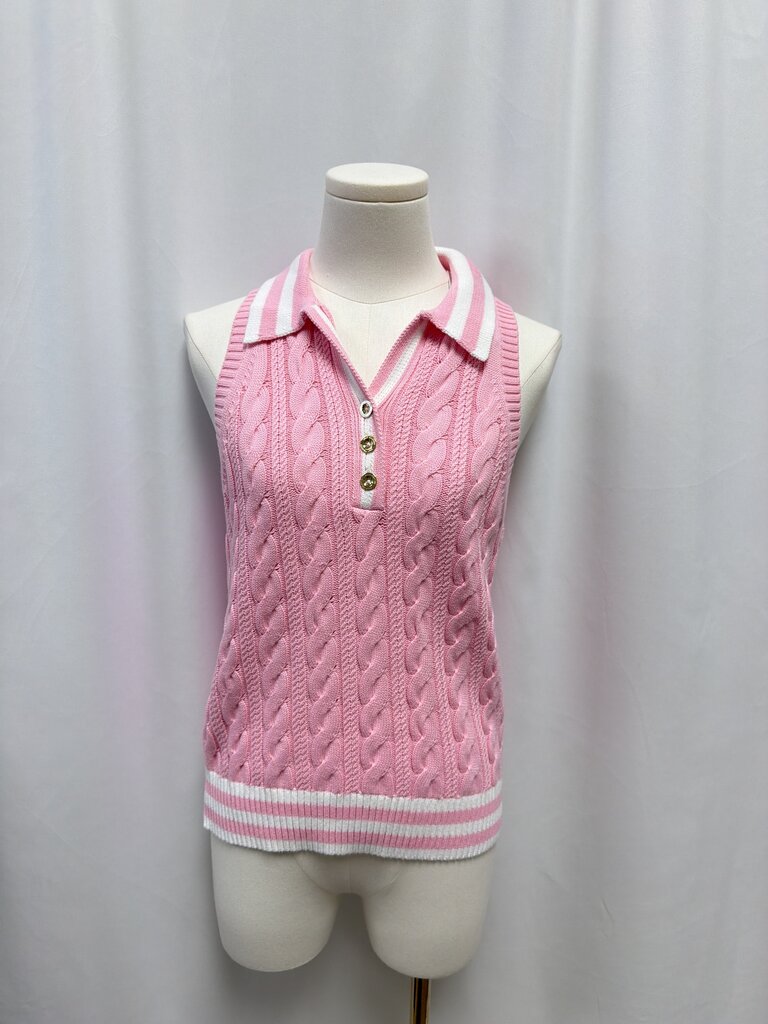 Lilly Pulitzer Pink Cable Knit Polo NWT