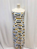 Celandine White Canoe Print Strapless Dress