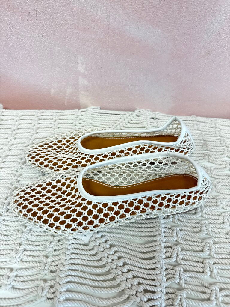 Staud Cream Mesh Flat