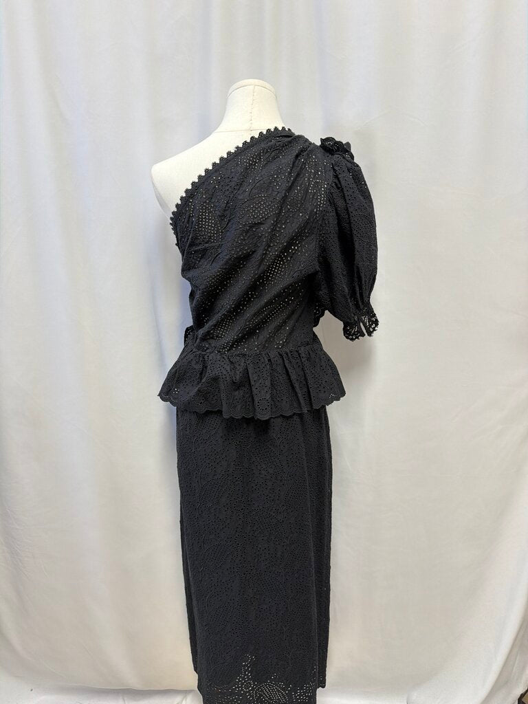 Ulla Johnson Black Eyelet One Shoulder Dress