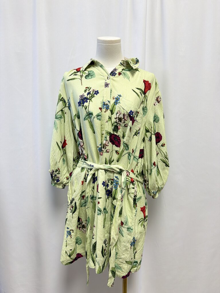 Maeve Mint Green Floral Belted Mini Dress