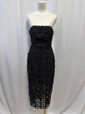 Milly Black Crochet Strapless Maxi Dress NWT