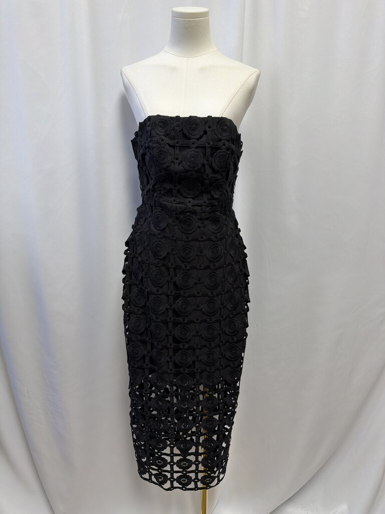 Milly Black Crochet Strapless Maxi Dress NWT