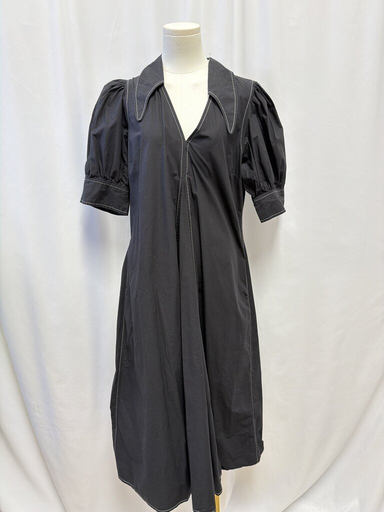 Ganni Black Puff Sleeve Maxi Dress