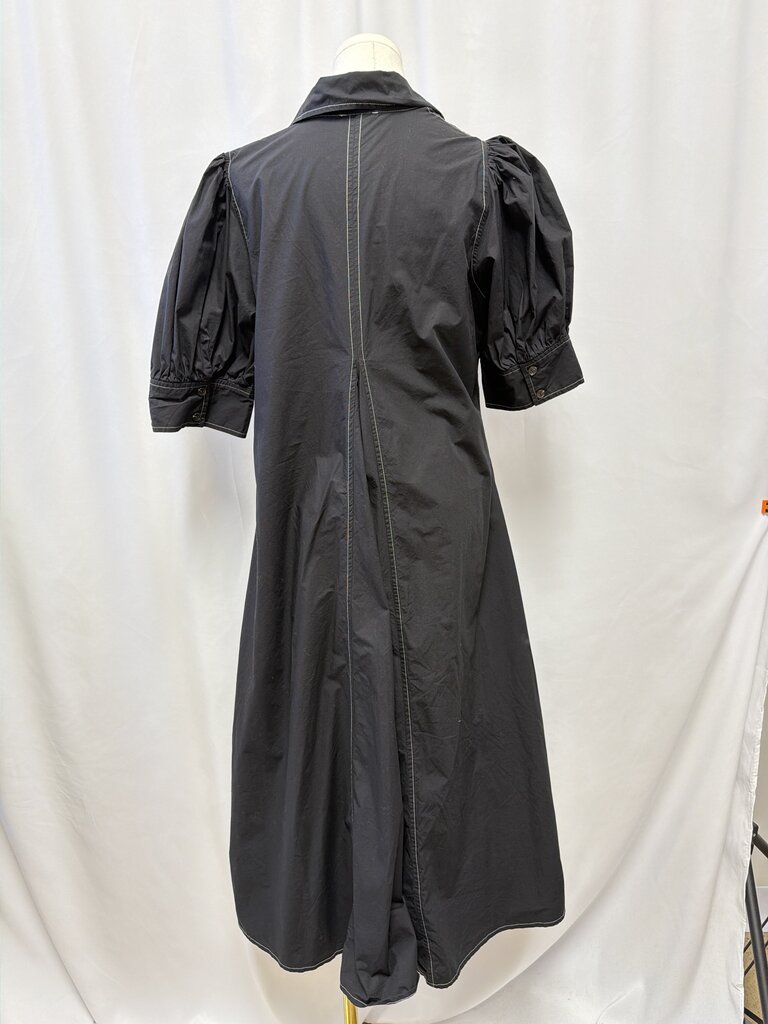 Ganni Black Puff Sleeve Maxi Dress