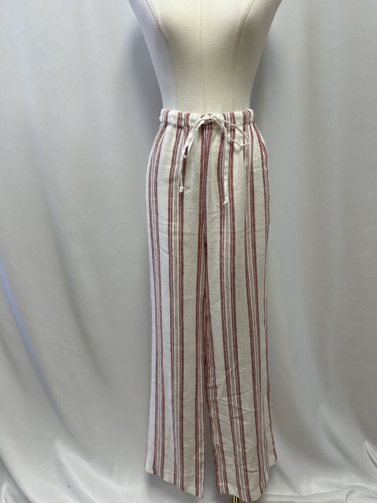 Reformation White/Red Striped Linen Pant