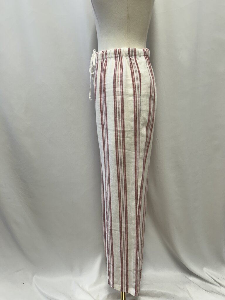 Reformation White/Red Striped Linen Pant