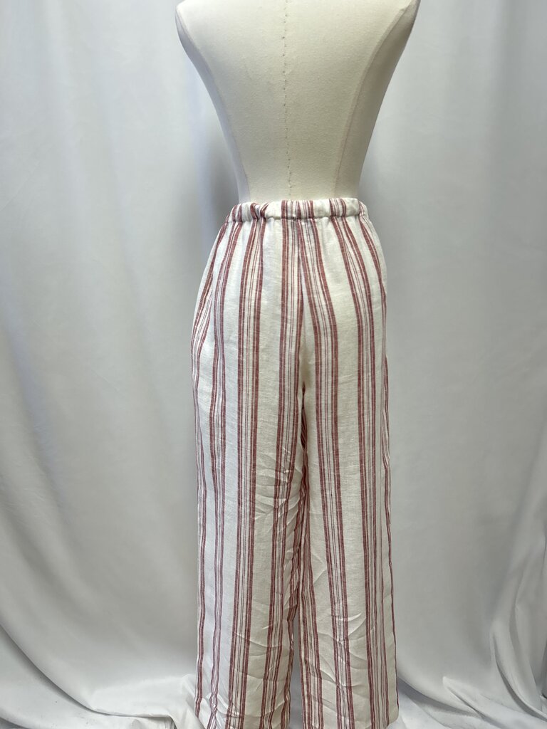 Reformation White/Red Striped Linen Pant