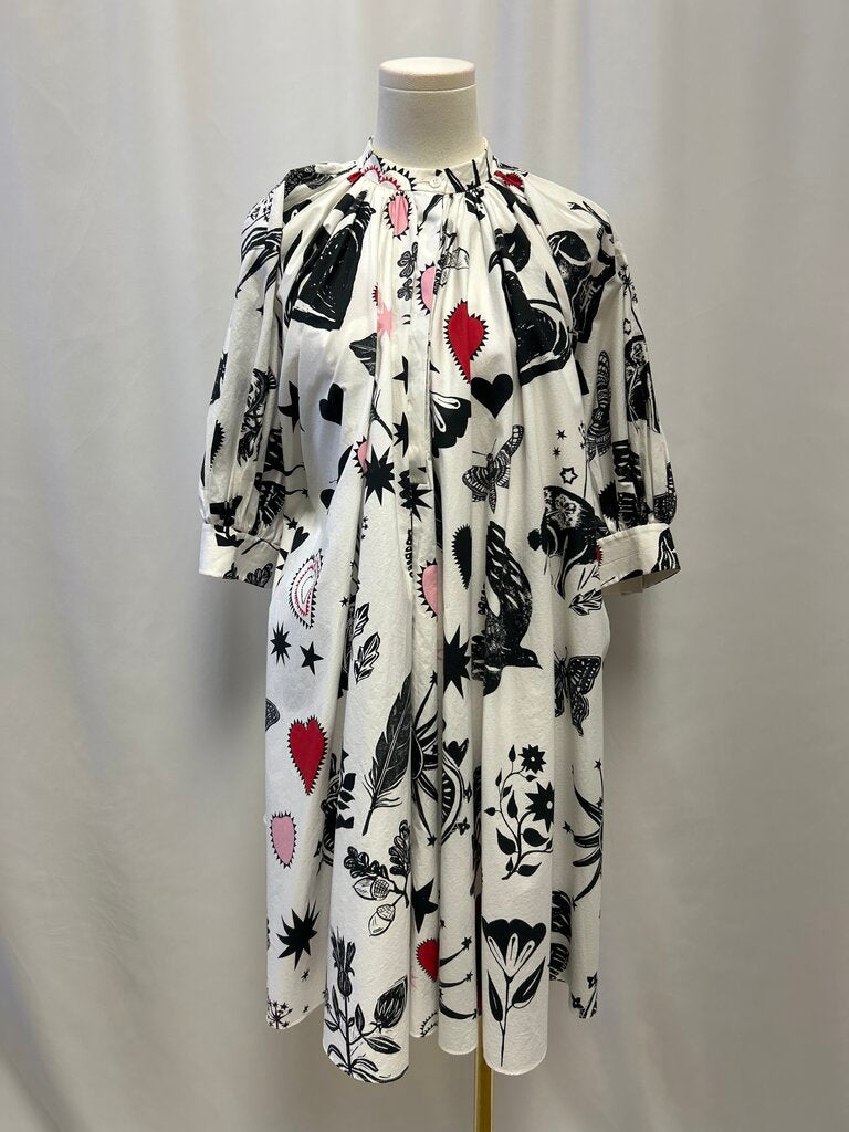 Alexander McQueen White Hear and Moth Graphic Print Dress