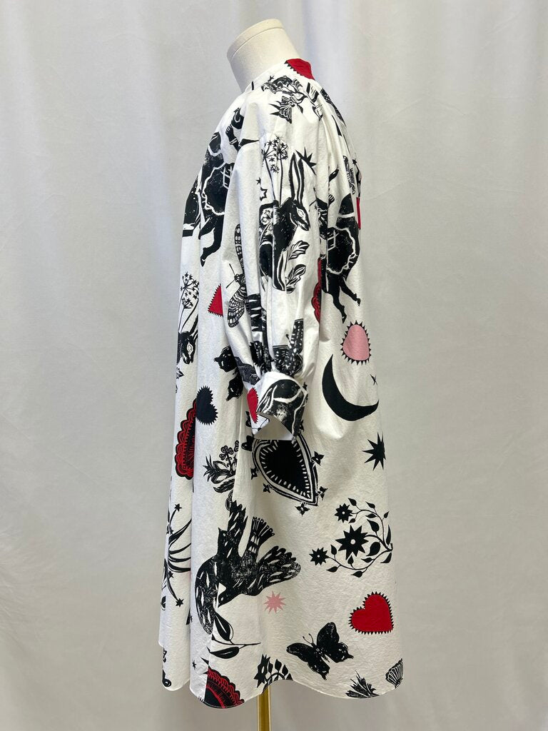 Alexander McQueen White Hear and Moth Graphic Print Dress
