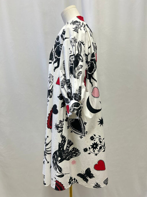 Alexander McQueen White Hear and Moth Graphic Print Dress