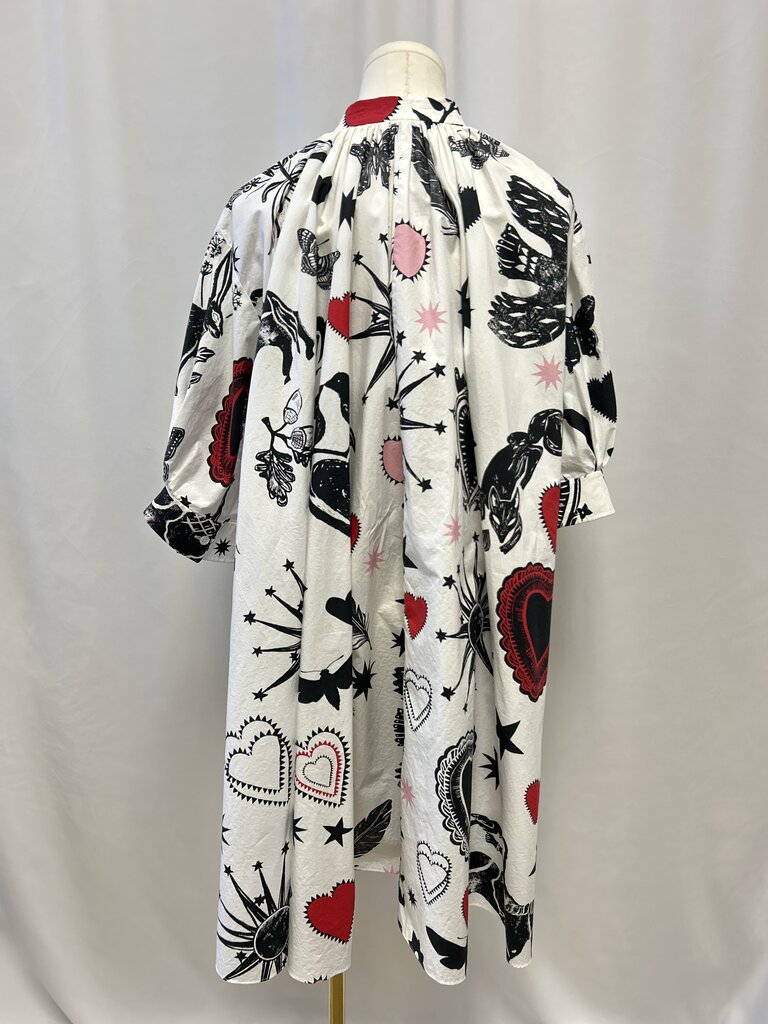 Alexander McQueen White Hear and Moth Graphic Print Dress