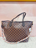 Louis Vuitton Ebene Damier Braided Neverful MM With Strap and Pochette w/ Box and Dustbag