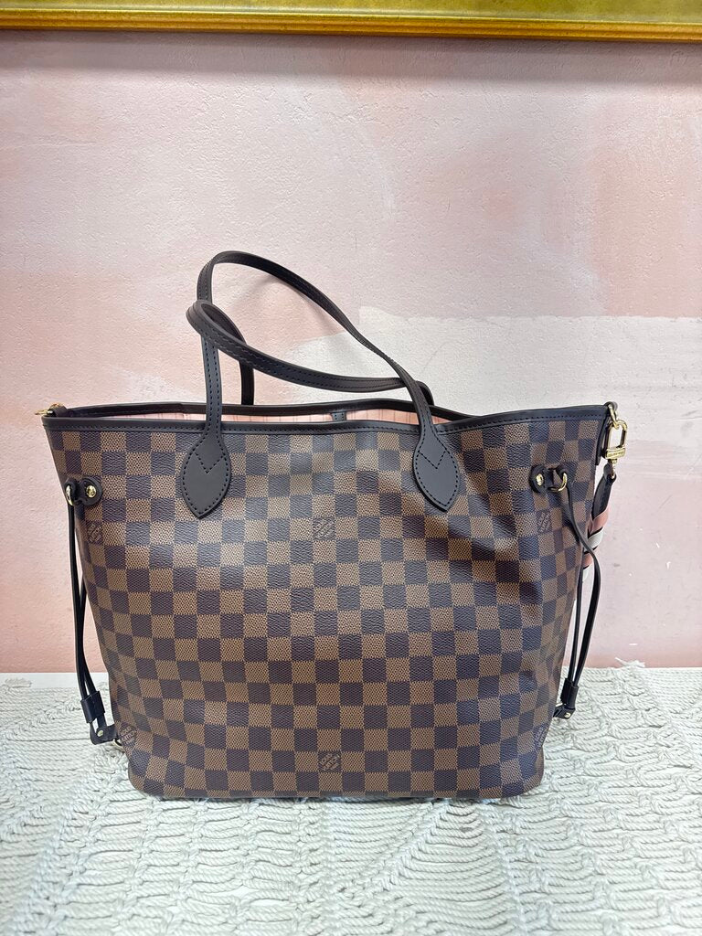 Louis Vuitton Ebene Damier Braided Neverful With Strap and Pochette w/ Box and Dustbag