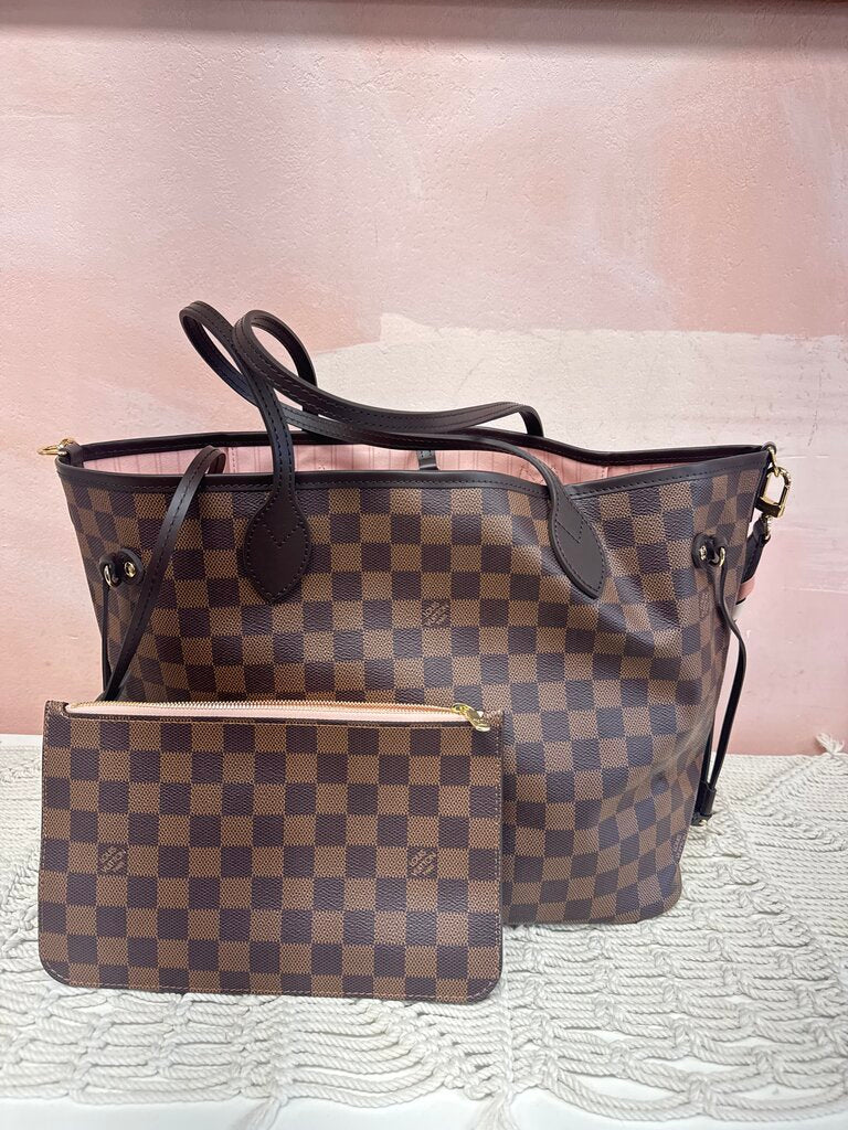 Louis Vuitton Ebene Damier Braided Neverful MM With Strap and Pochette w/ Box and Dustbag
