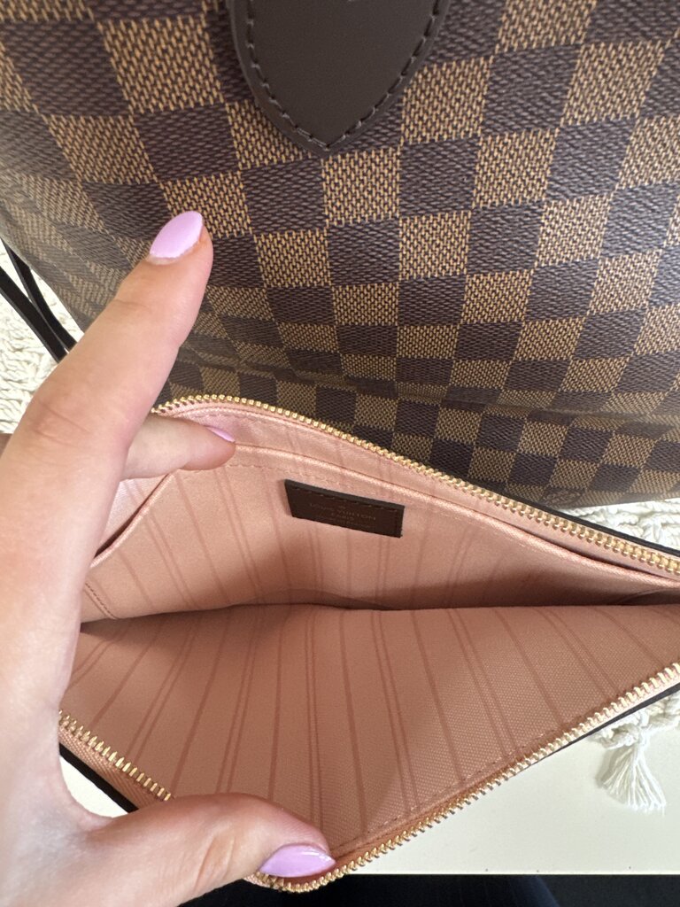 Louis Vuitton Ebene Damier Braided Neverful With Strap and Pochette w/ Box and Dustbag