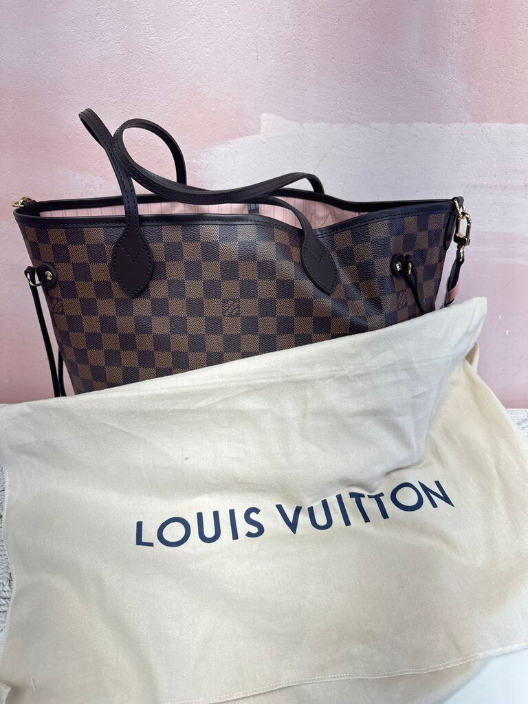 Louis Vuitton Ebene Damier Braided Neverful MM With Strap and Pochette w/ Box and Dustbag