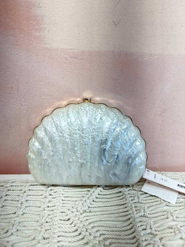 Aqua Pearlized Shell Clutch NWT