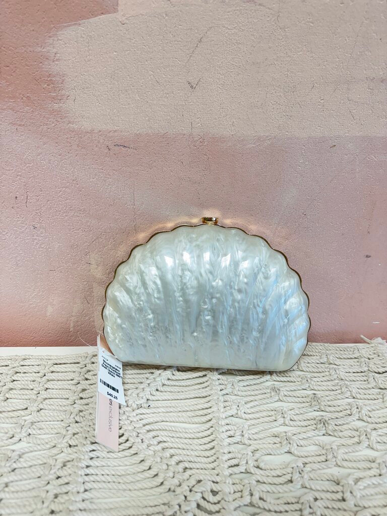 Aqua Pearlized Shell Clutch NWT
