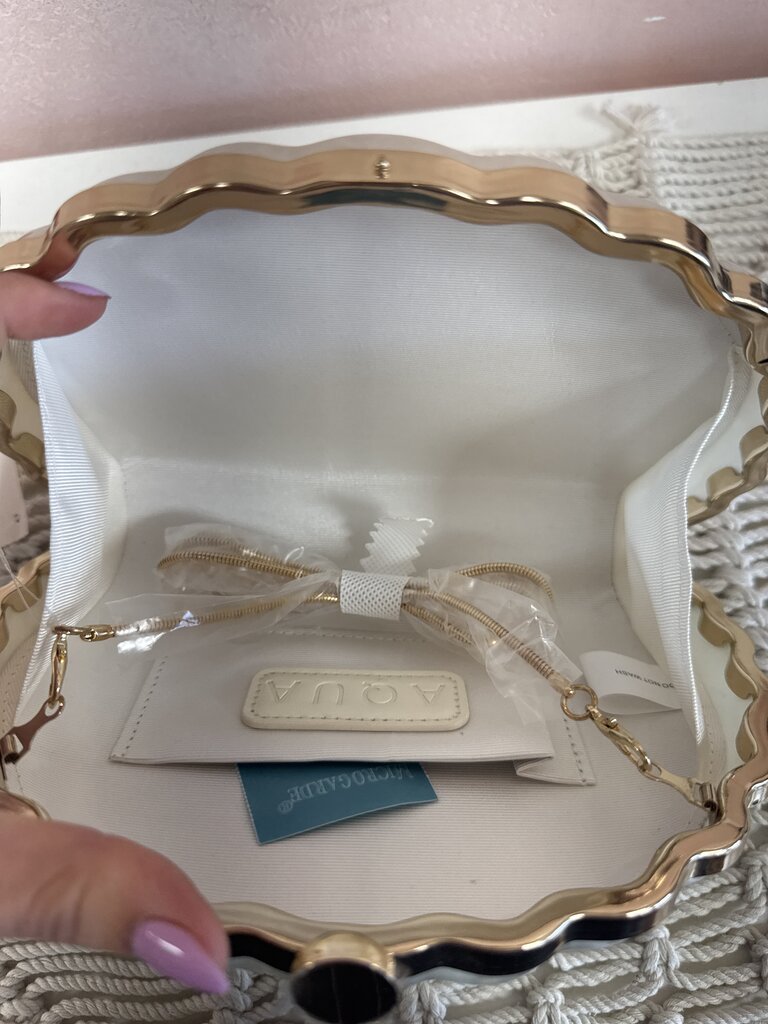 Aqua Pearlized Shell Clutch NWT