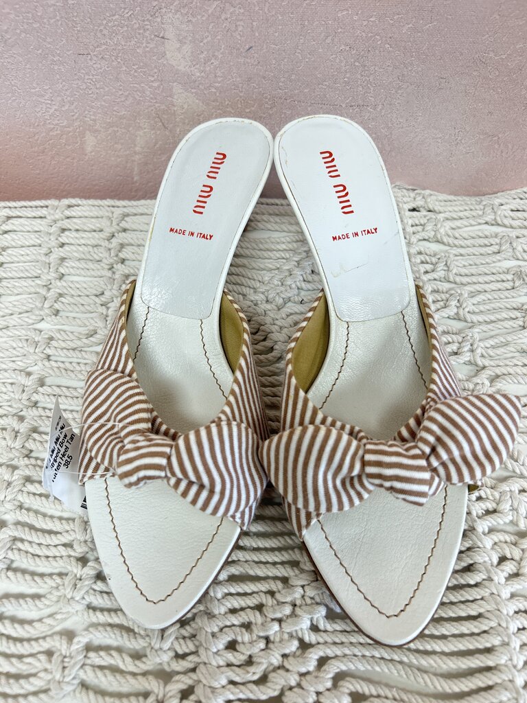 Miu Miu Striped Bow Kitten Heel