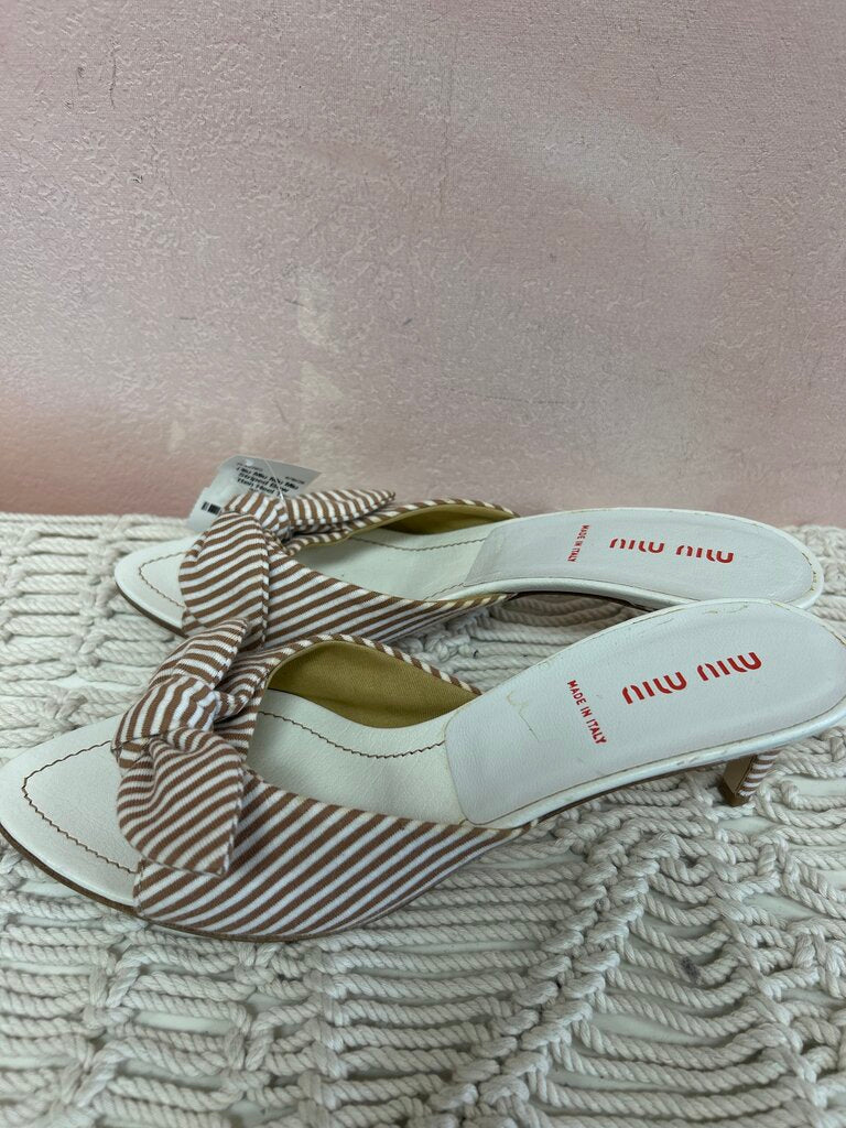 Miu Miu Striped Bow Kitten Heel