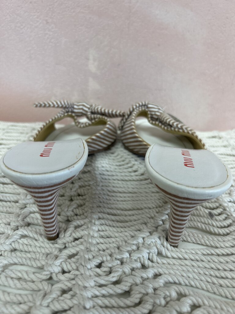 Miu Miu Striped Bow Kitten Heel