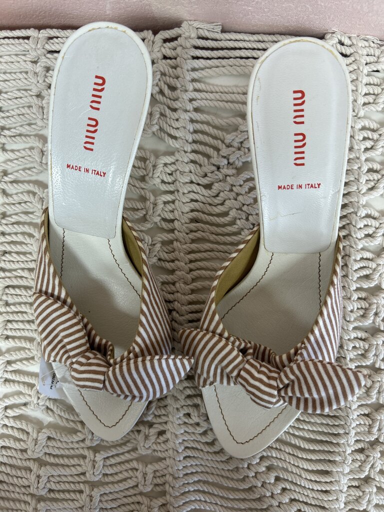 Miu Miu Striped Bow Kitten Heel