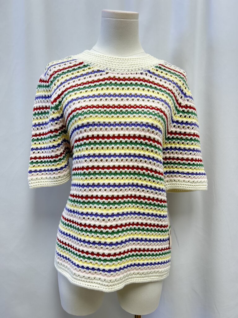 Nanette Lepore Multi-Strip Short Sleeve Sweater