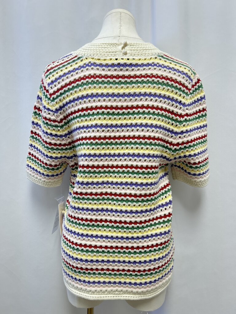 Nanette Lepore Multi-Strip Short Sleeve Sweater