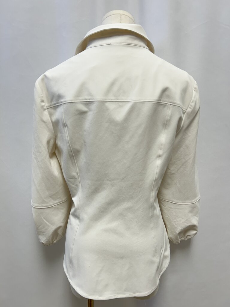 Cinq a Sept Tailored Tie Front Puff Sleeve Blouse