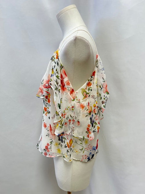 Alice + Olivia Asymmetrical Floral Paulina Silk Tank (As Is)