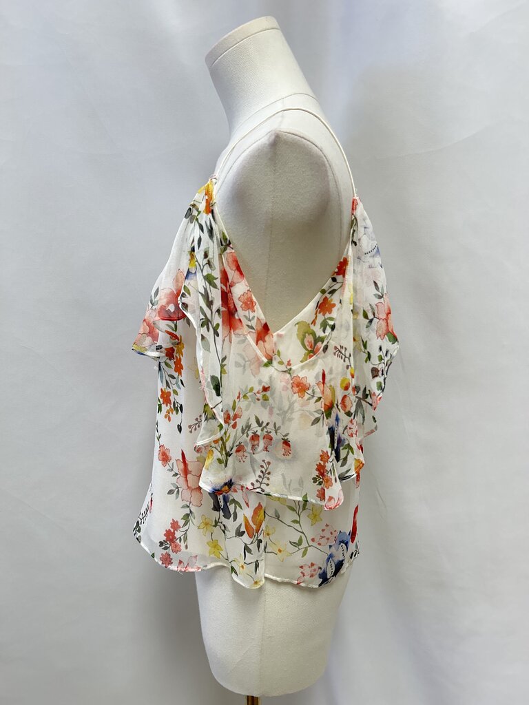 Alice + Olivia Asymmetrical Floral Paulina Silk Tank (As Is)