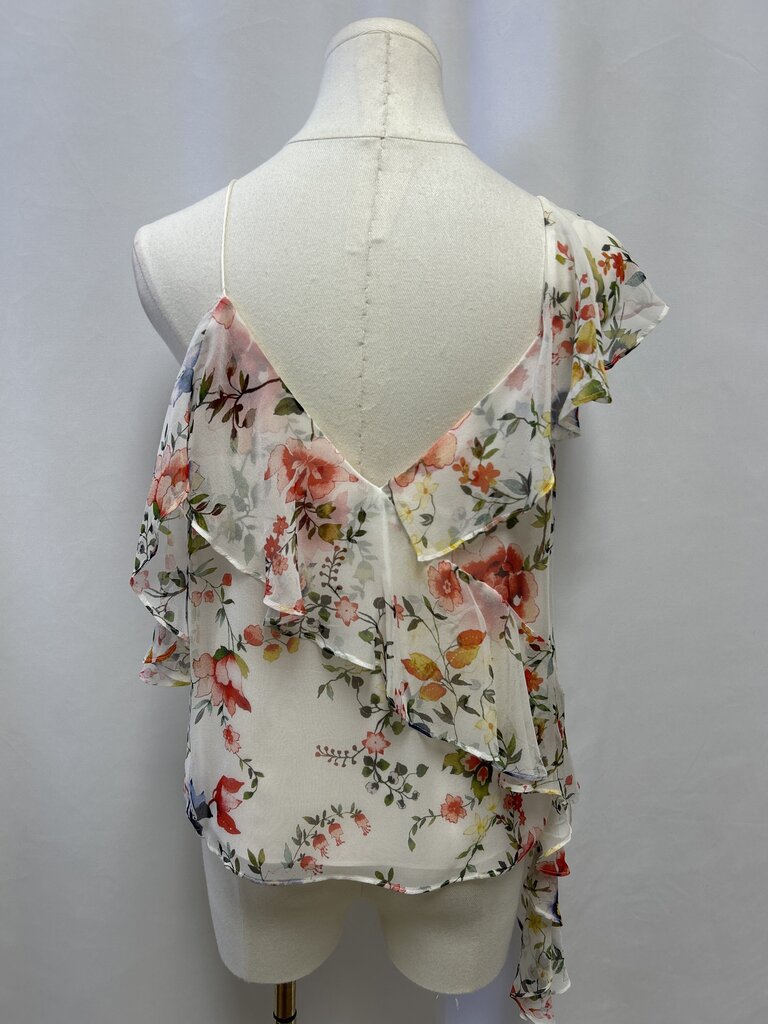 Alice + Olivia Asymmetrical Floral Paulina Silk Tank (As Is)
