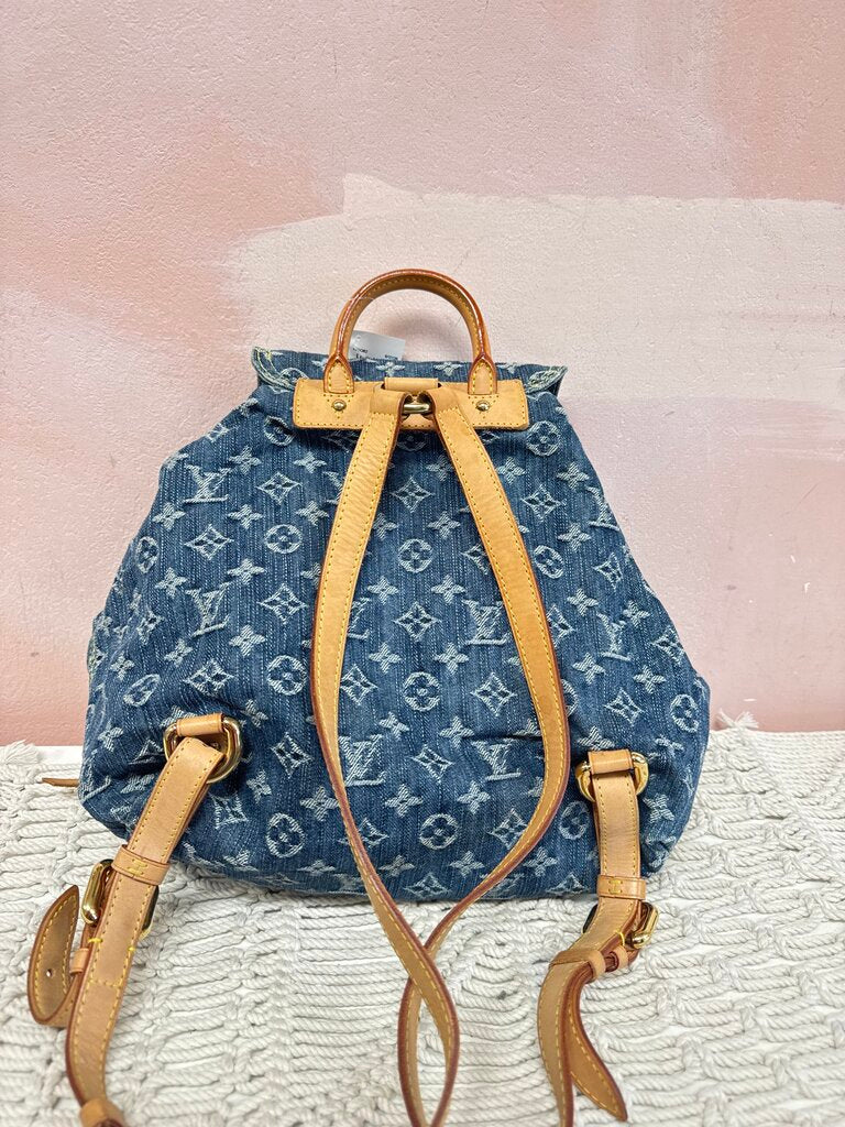 Louis Vuitton Monogram Sac A Dos Denim Backpack w/ Dustbag