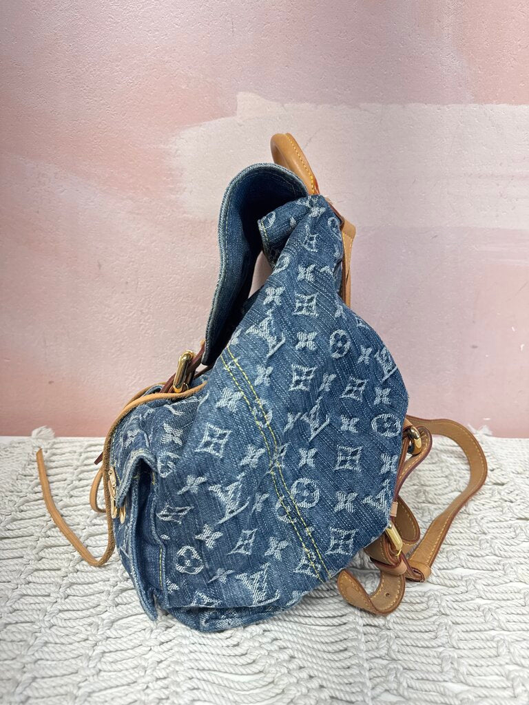 Louis Vuitton Monogram Sac A Dos Denim Backpack w/ Dustbag