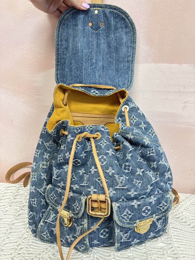 Louis Vuitton Monogram Sac A Dos Denim Backpack w/ Dustbag