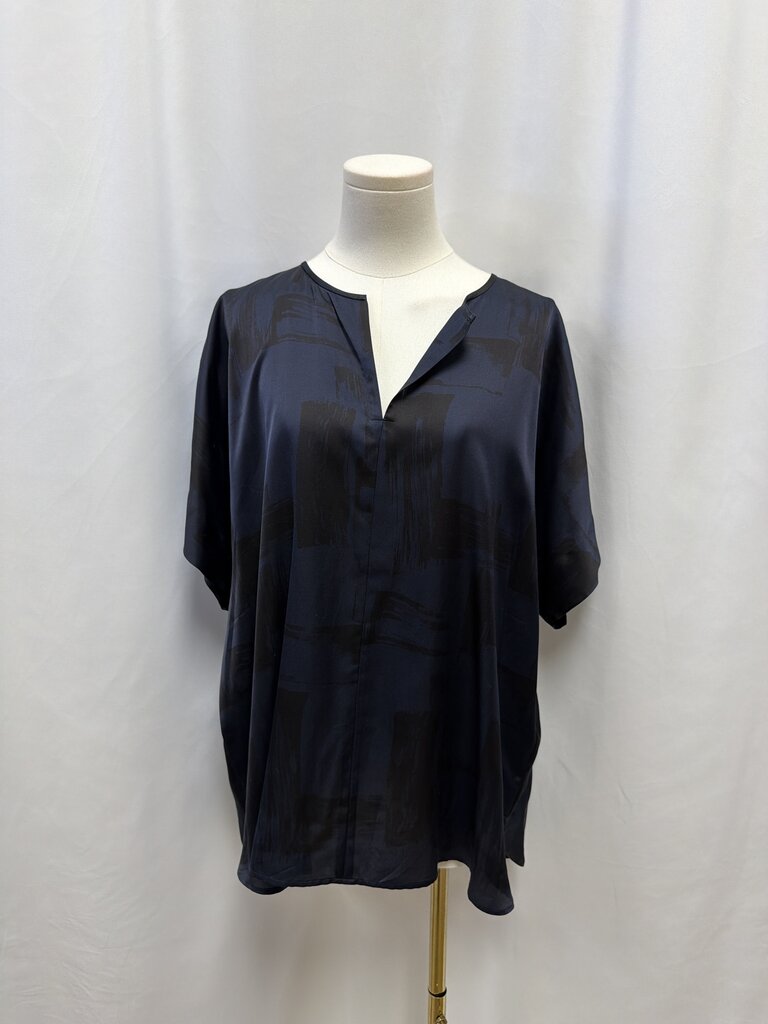 Eileen Fisher Silk Abstract Print Short Sleeve Top