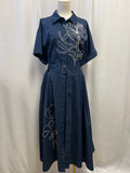 Lafayette 148 Cotton Floral Embroidered Belted Dress