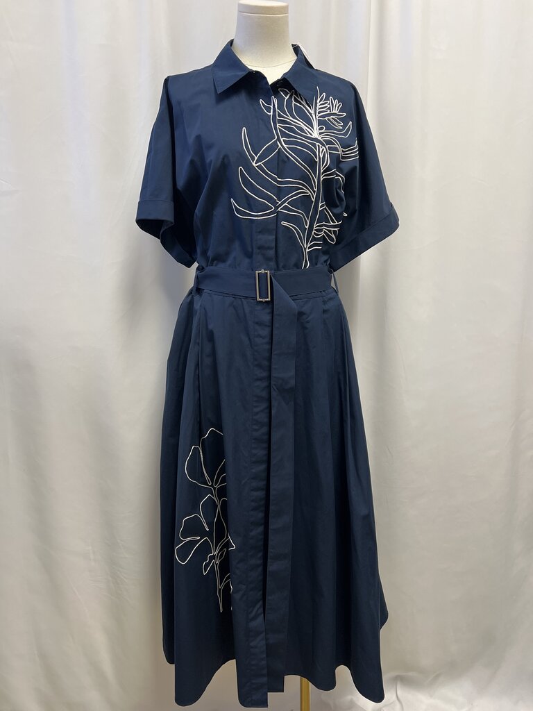 Lafayette 148 Cotton Floral Embroidered Belted Dress