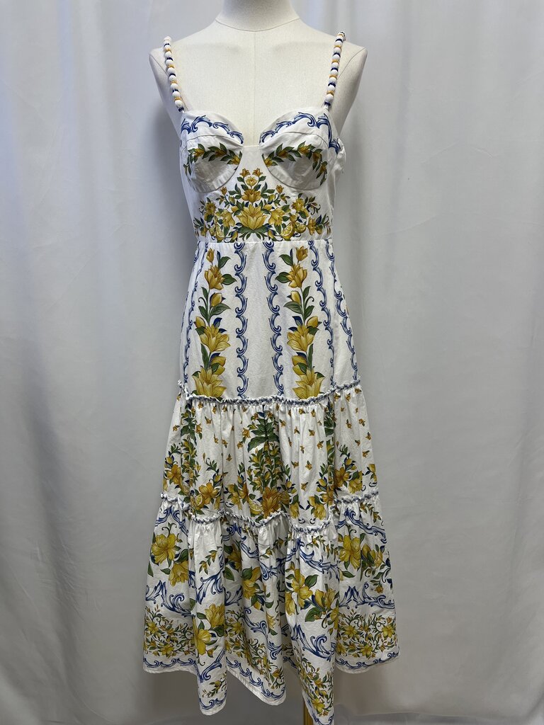 Farm Rio Corset Top Lemon Print Maxi Dress