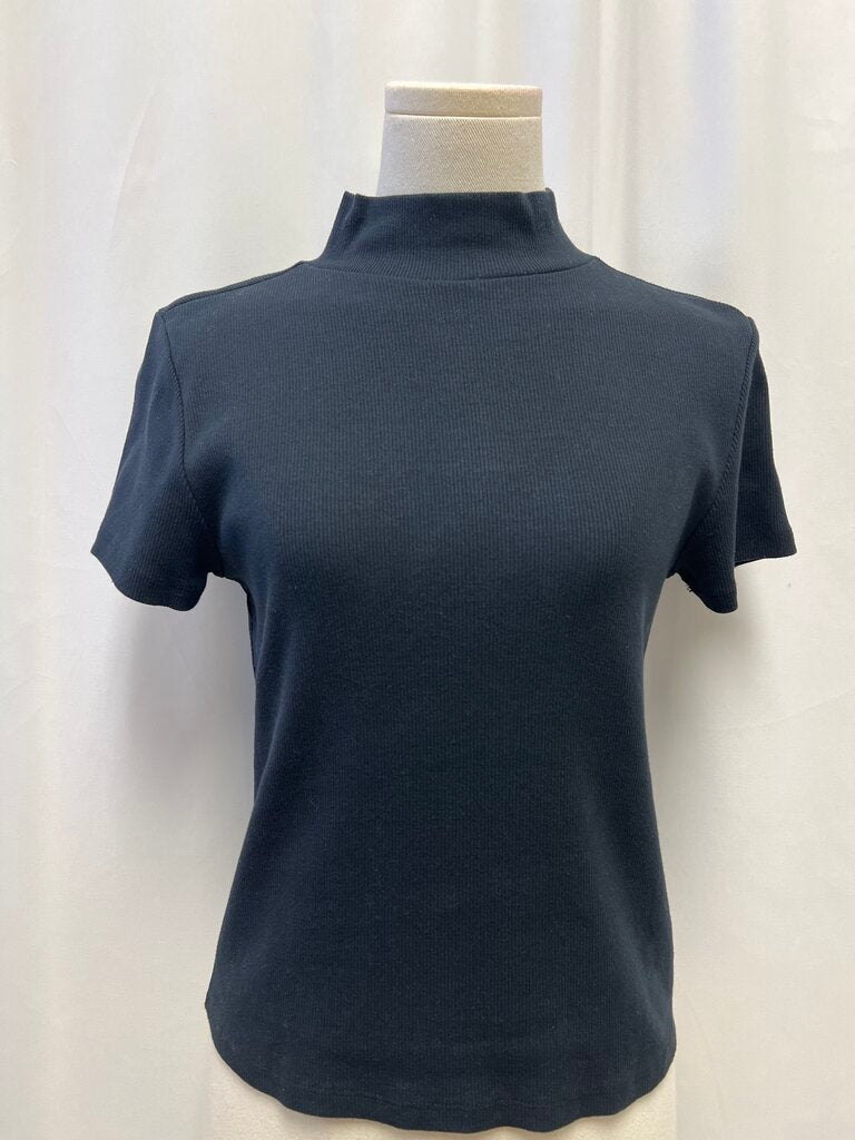 Maeve Ribbed High Neck Short Sleeve Top