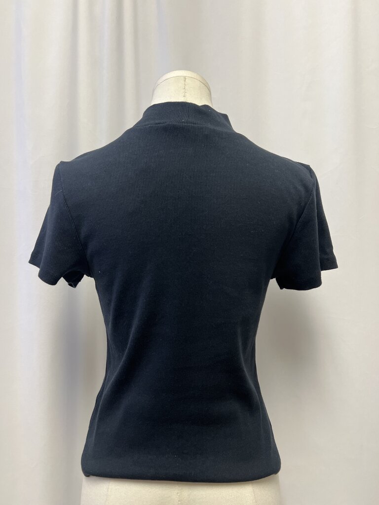Maeve Ribbed High Neck Short Sleeve Top