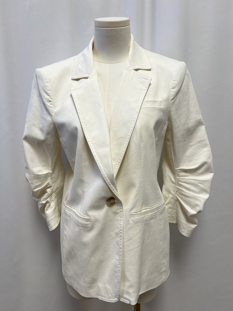 Cinq a Sept Cotton Blend Blazer Pleated Sleeves