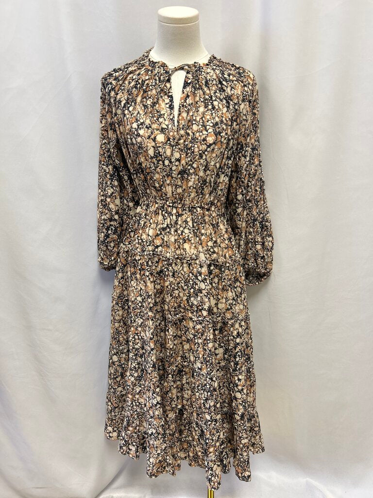 Ulla Johnson Paint Speckle Print Long Sleeve Maxi Dress